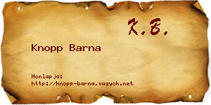 Knopp Barna névjegykártya